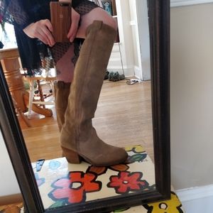 Report over the knee suede boots